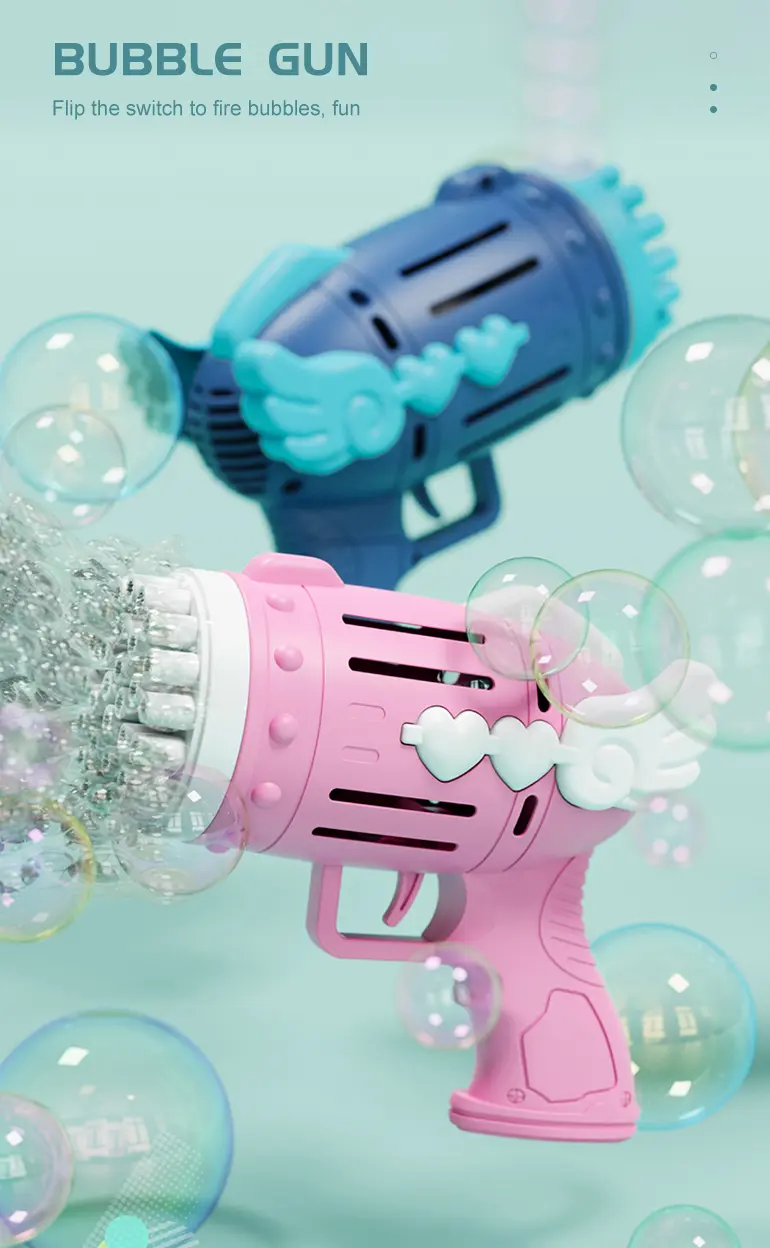 Bubble Blower Gun, Dual Battery Drive -Fun Summer Toy Supply (TB-2283255) — illustrated product details, panel 1