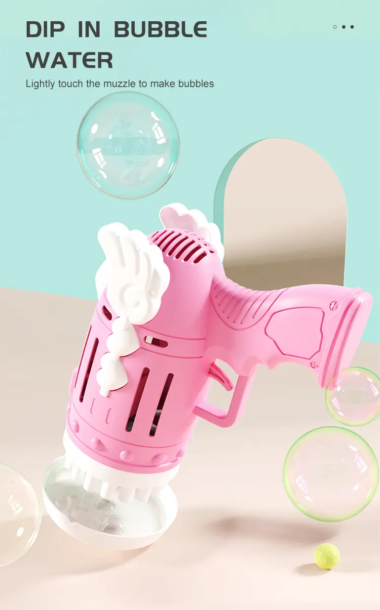 Bubble Blower Gun, Dual Battery Drive -Fun Summer Toy Supply (TB-2283255) — illustrated product details, panel 2