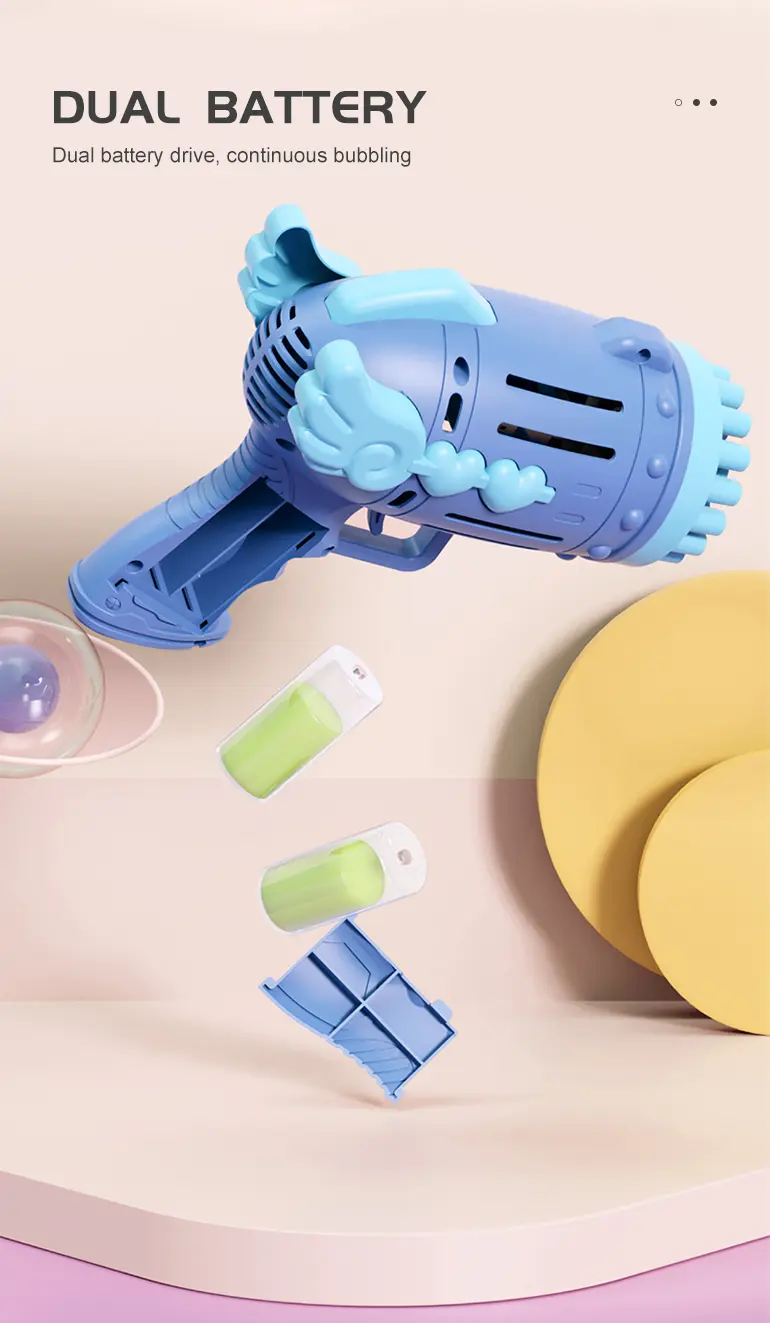Bubble Blower Gun, Dual Battery Drive -Fun Summer Toy Supply (TB-2283255) — illustrated product details, panel 3