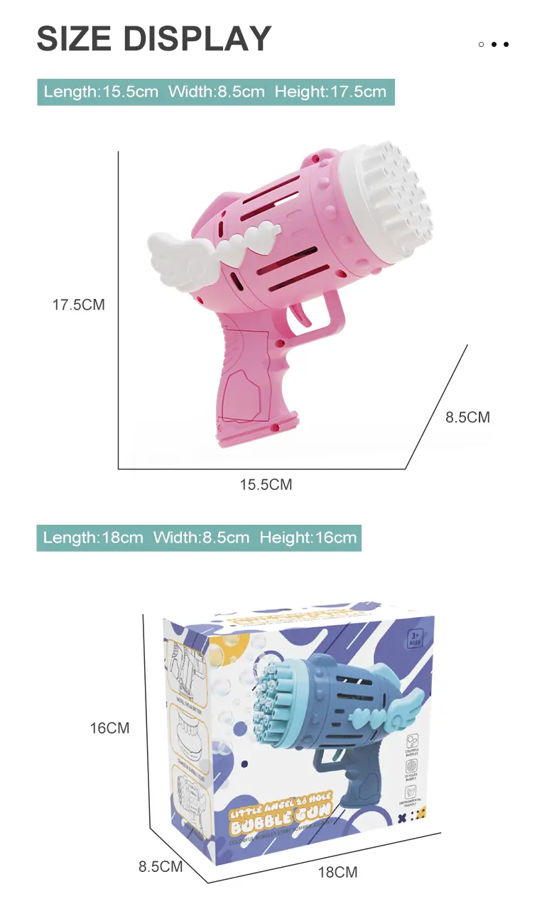 Bubble Blower Gun, Dual Battery Drive -Fun Summer Toy Supply (TB-2283255) — illustrated product details, panel 8