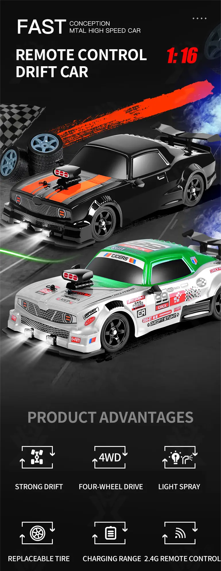 1:16 RC 4WD Drift Car (TB-2296142) — illustrated product details, panel 1