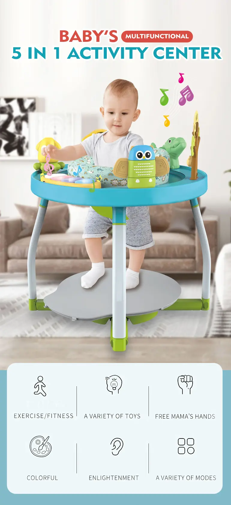 5-in-1 Baby Activity Center (TB-4287546) — illustrated product details, panel 1