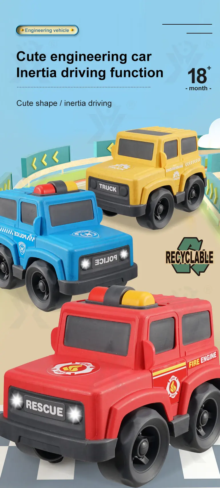 Adorable Fire Trucks Toy For Toddlers (TB-4880800) — illustrated product details, panel 1