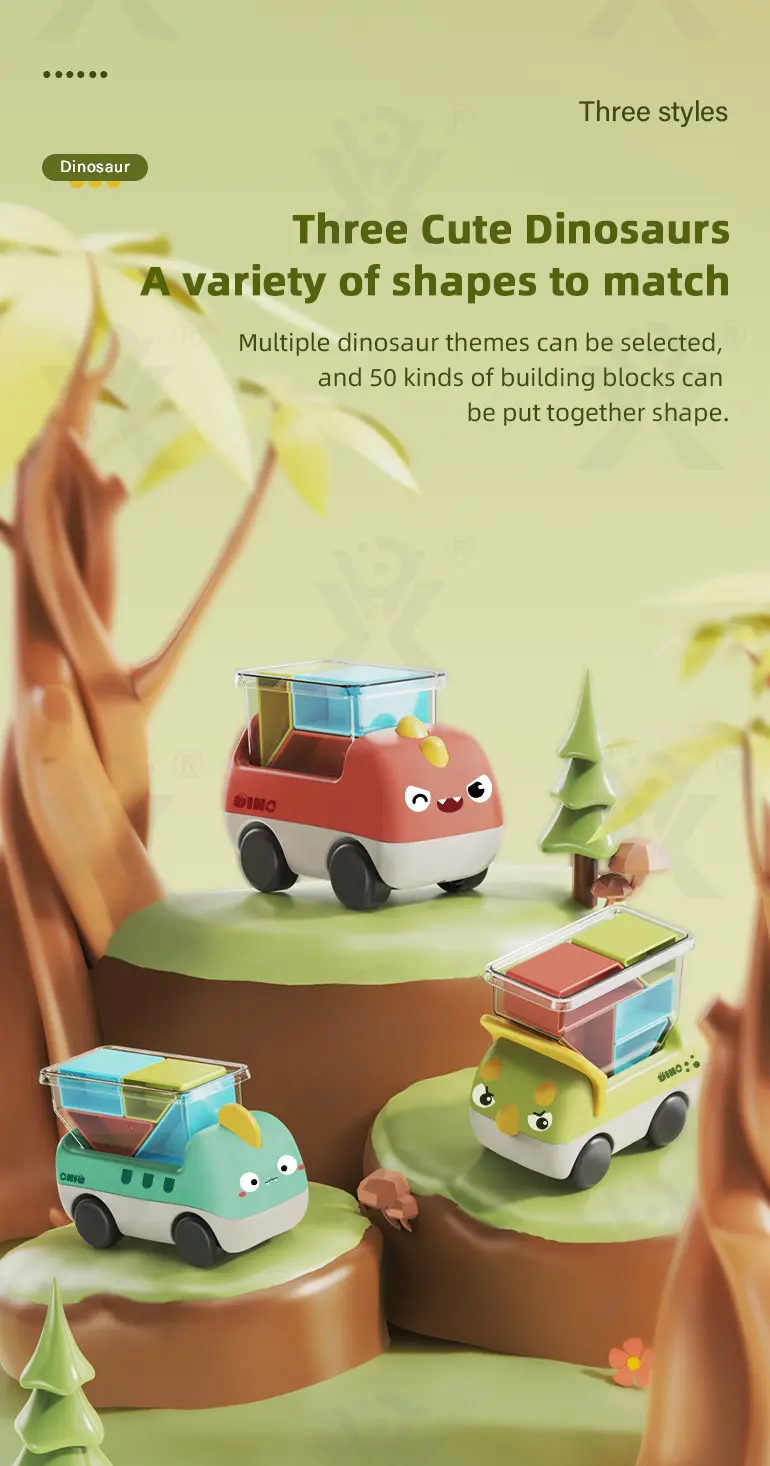 Trucky 3 Puzzle Game Set, Dinosaur Truck Toy Building Block (TB-3983388) — illustrated product details, panel 3