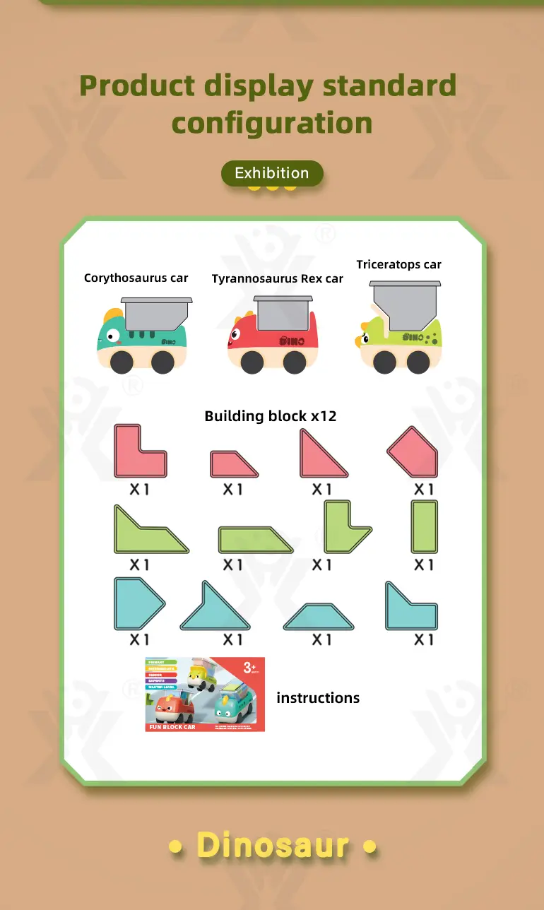 Trucky 3 Puzzle Game Set, Dinosaur Truck Toy Building Block (TB-3983388) — illustrated product details, panel 5
