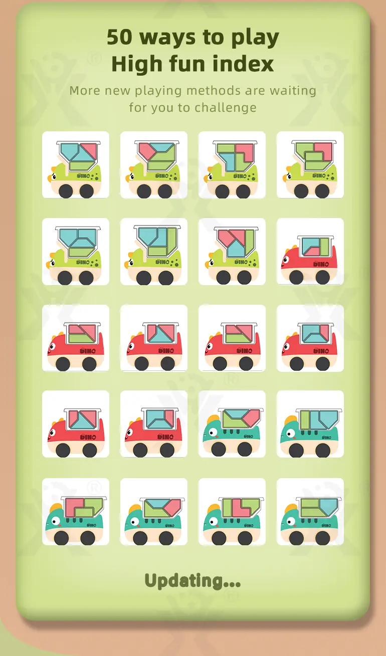 Trucky 3 Puzzle Game Set, Dinosaur Truck Toy Building Block (TB-3983388) — illustrated product details, panel 6