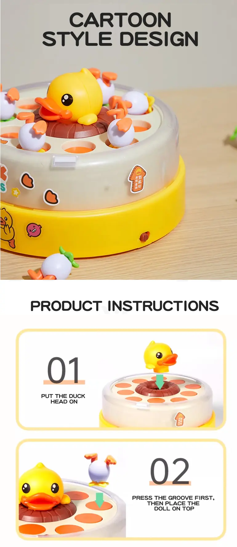 Bouncing Duck Toy, Track and Catch Game (TB-4279580) — illustrated product details, panel 4