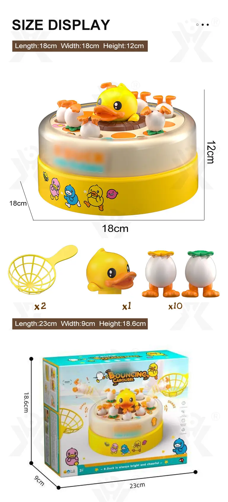 Bouncing Duck Toy, Track and Catch Game (TB-4279580) — illustrated product details, panel 6