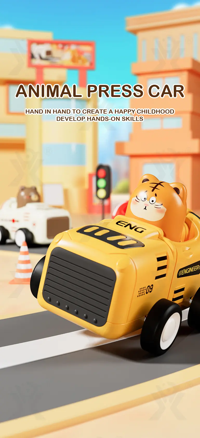 Animal Inertia Car, Toddler Car Toys Supply (TB-4388896) — illustrated product details, panel 1