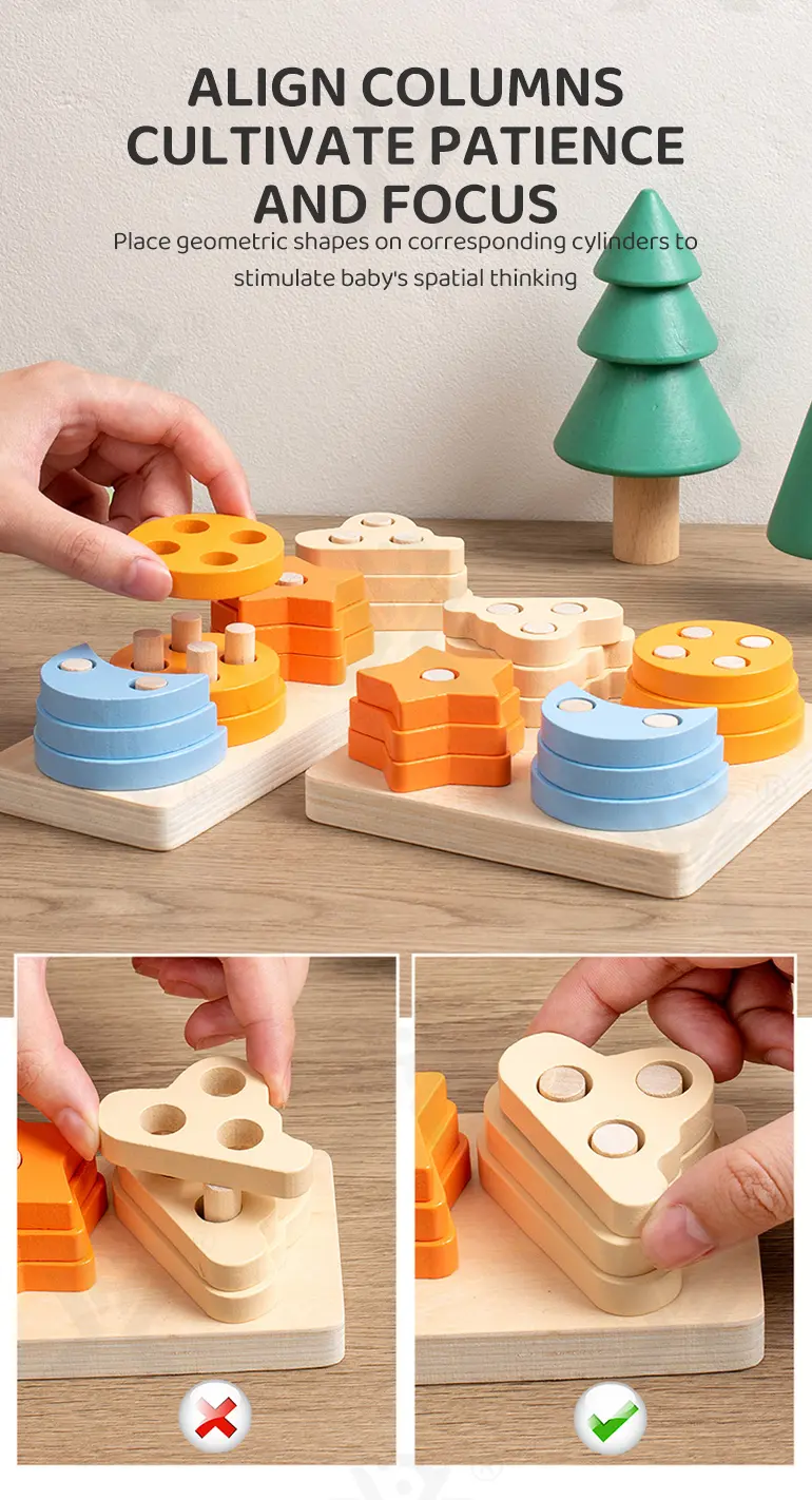 Wooden Montessori Sorting Toy, Shape Matching Puzzle (TB-4147292) — illustrated product details, panel 4