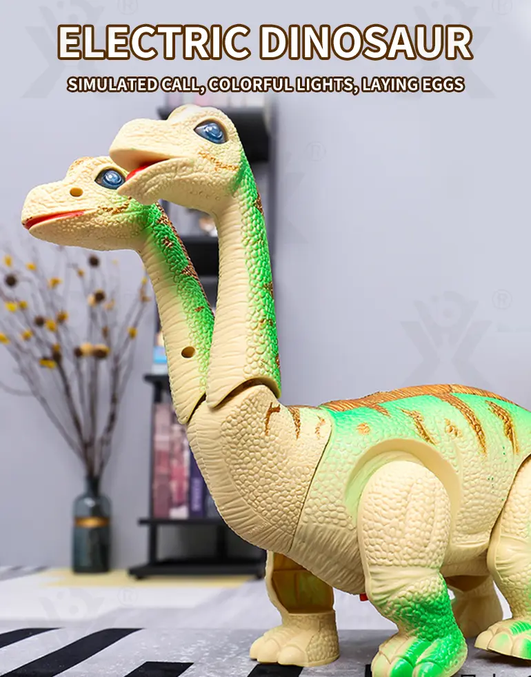 Electric Two-Head Dinosaur Toy, Brachiosaurus (TB-0991016) — illustrated product details, panel 1