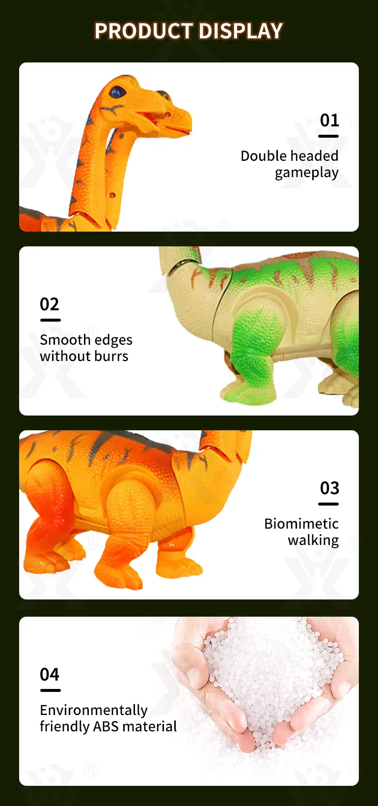 Electric Two-Head Dinosaur Toy, Brachiosaurus (TB-0991016) — illustrated product details, panel 5