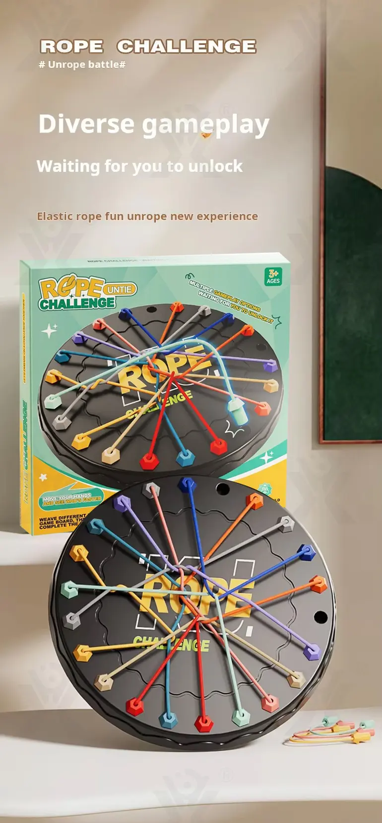 Rope Challenge Game Board, Logic Puzzle Board Game (TB-4840728) — illustrated product details, panel 6