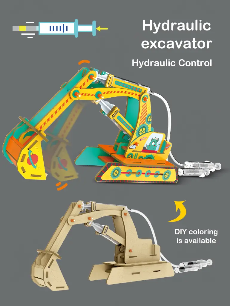 STEM Set, 4 in 1 Hydraulic Machinery Kit (TB-4399260) — illustrated product details, panel 3