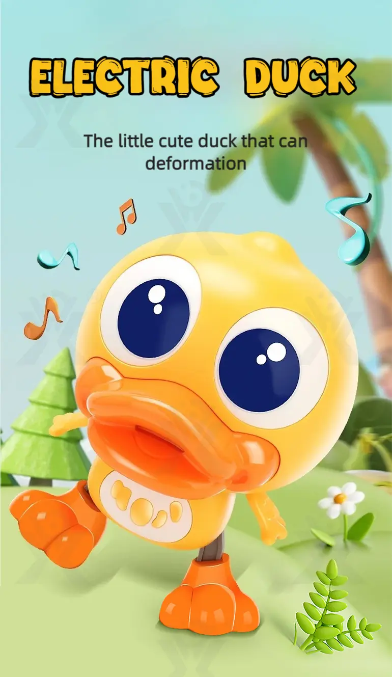 Electric Walking Duck Toy, Transformable, music, and light (TB-5064123) — illustrated product details, panel 1