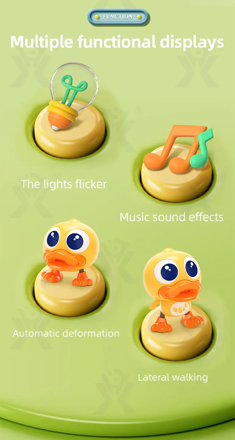 Electric Walking Duck Toy, Transformable, music, and light (TB-5064123) — illustrated product details, panel 2