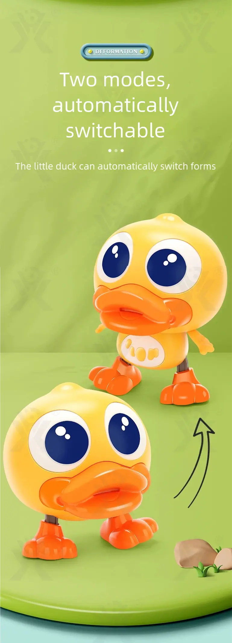 Electric Walking Duck Toy, Transformable, music, and light (TB-5064123) — illustrated product details, panel 3
