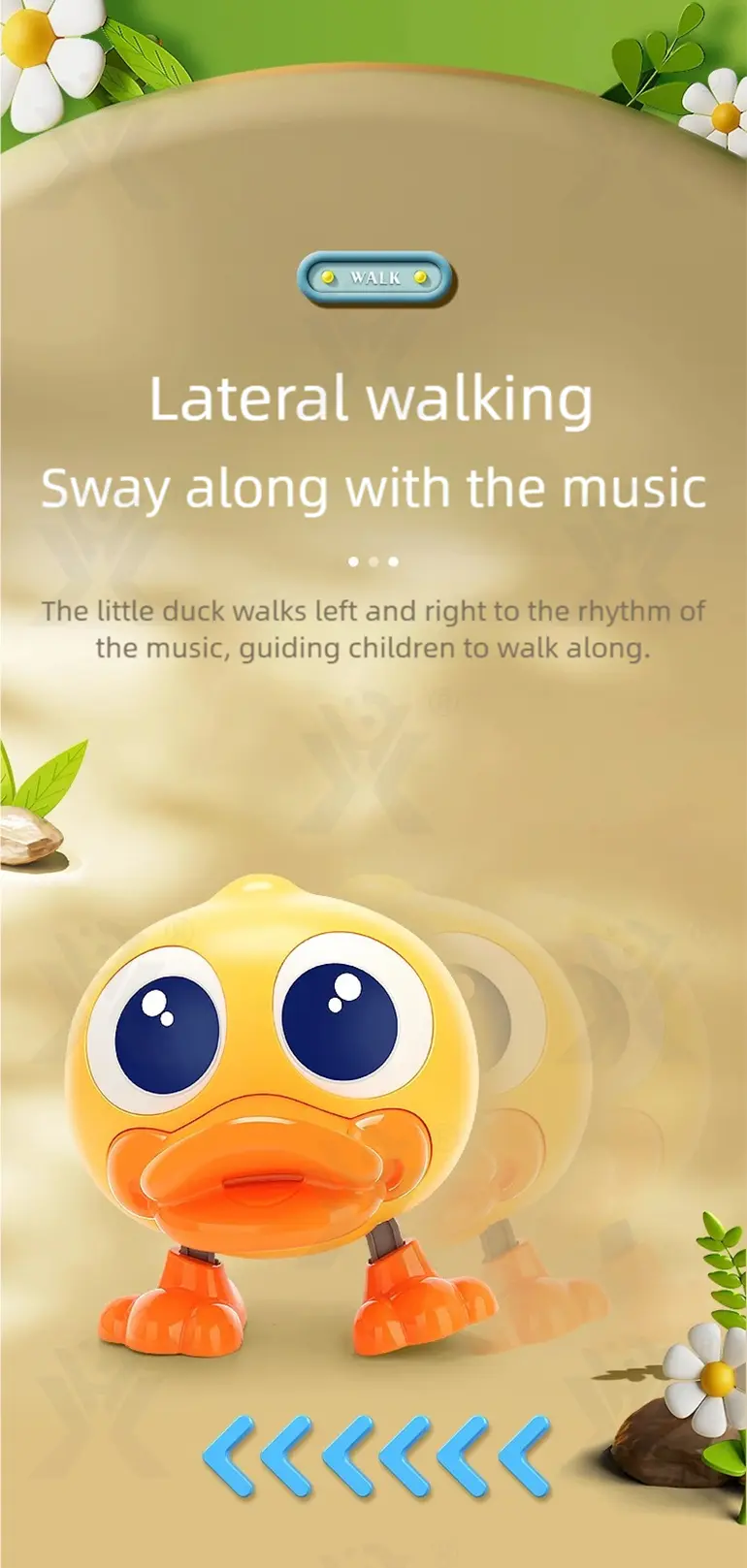 Electric Walking Duck Toy, Transformable, music, and light (TB-5064123) — illustrated product details, panel 5