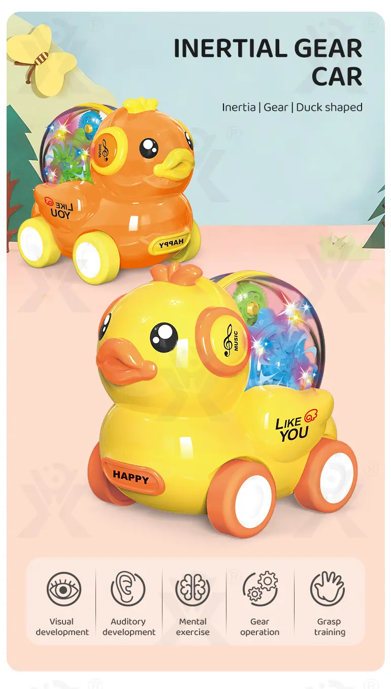 Duck Inertial Car Toy with Gear Transmission & Belt Drive for Kids (TB-4206671) — illustrated product details, panel 1