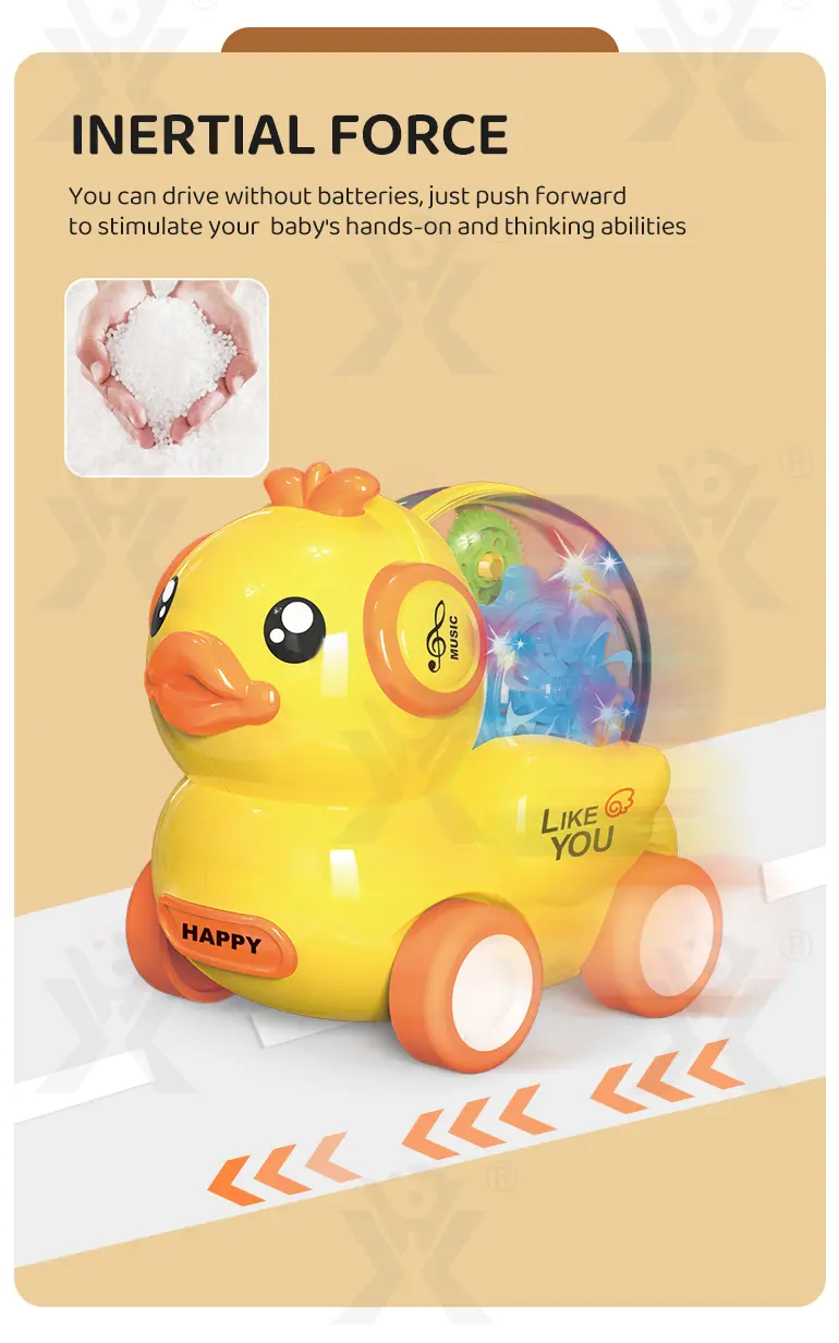 Duck Inertial Car Toy with Gear Transmission & Belt Drive for Kids (TB-4206671) — illustrated product details, panel 2