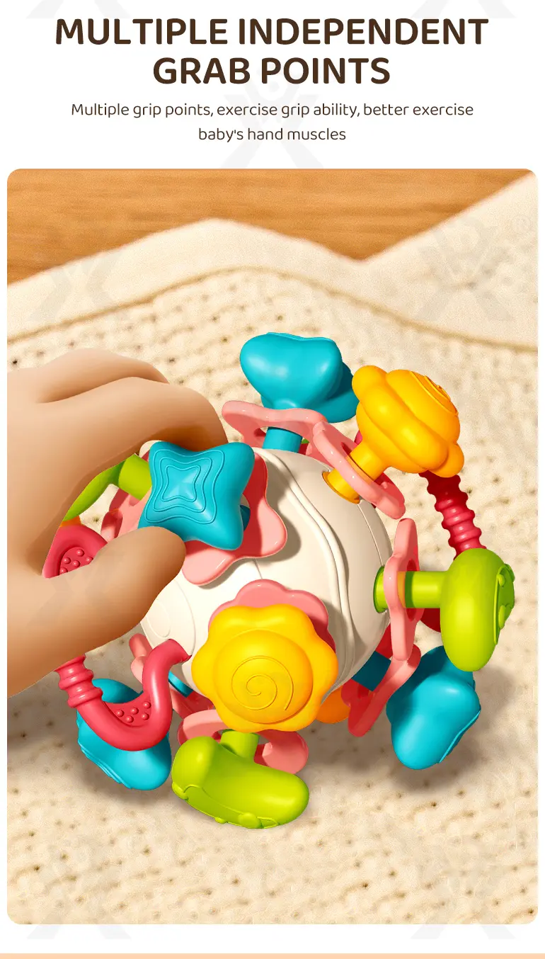 6-in-1 Baby Teether Ball Toy, Space Theme (TB-4225771) — illustrated product details, panel 3