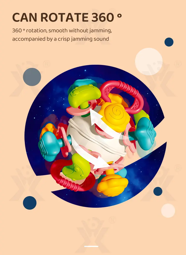 6-in-1 Baby Teether Ball Toy, Space Theme (TB-4225771) — illustrated product details, panel 4