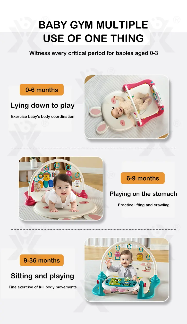 Baby Pedal Piano Play Mat, Rabbit Mat -Baby Toys Bulk Supply (TB-4345906) — illustrated product details, panel 2
