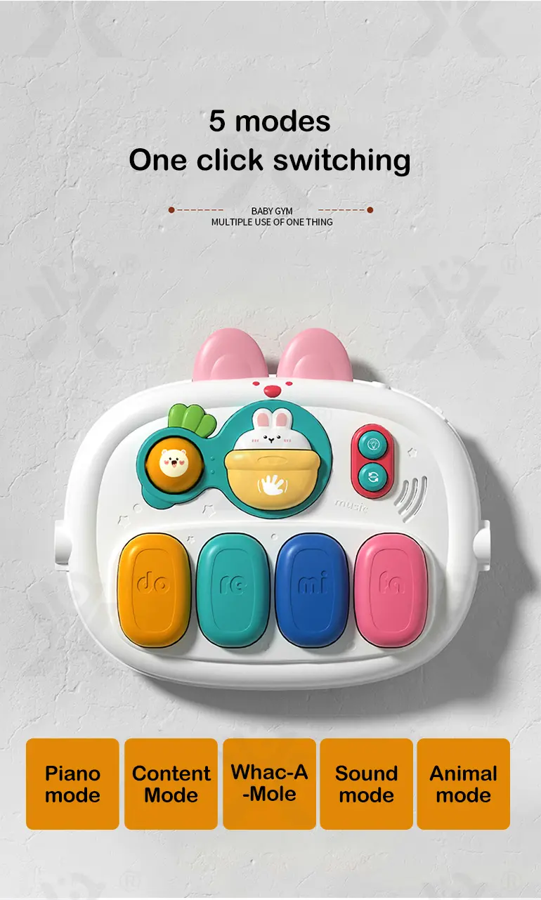 Baby Pedal Piano Play Mat, Rabbit Mat -Baby Toys Bulk Supply (TB-4345906) — illustrated product details, panel 6