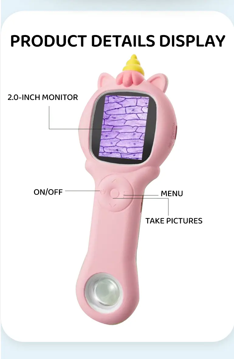 Digital Microscope Toy for Kids, Portable, Handled (TB-4978688) — illustrated product details, panel 9