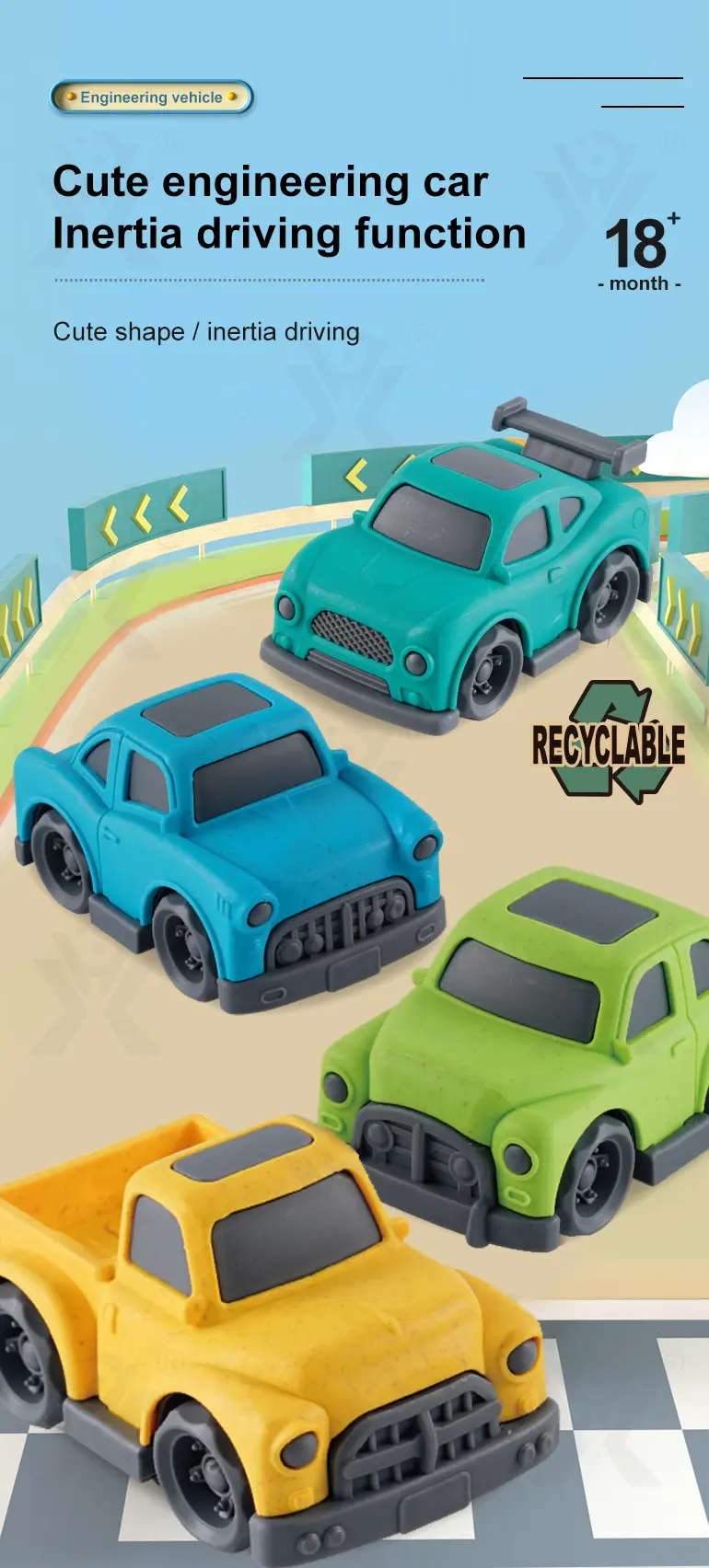 Inertia Plastic Car Toy, Mini Truck Car (TB-4057092) — illustrated product details, panel 1