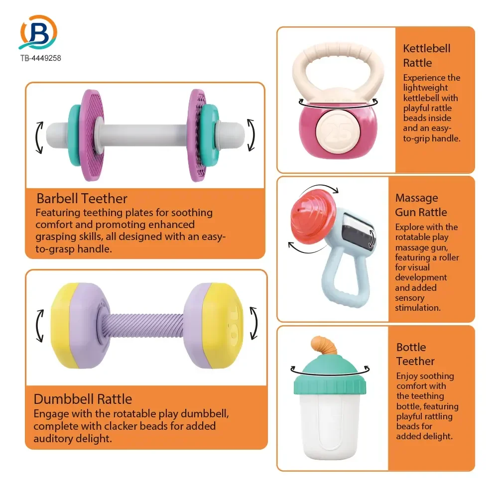 Baby Teether and Rattle Set, Fitness Theme (TB-4449258) — illustrated product details, panel 5