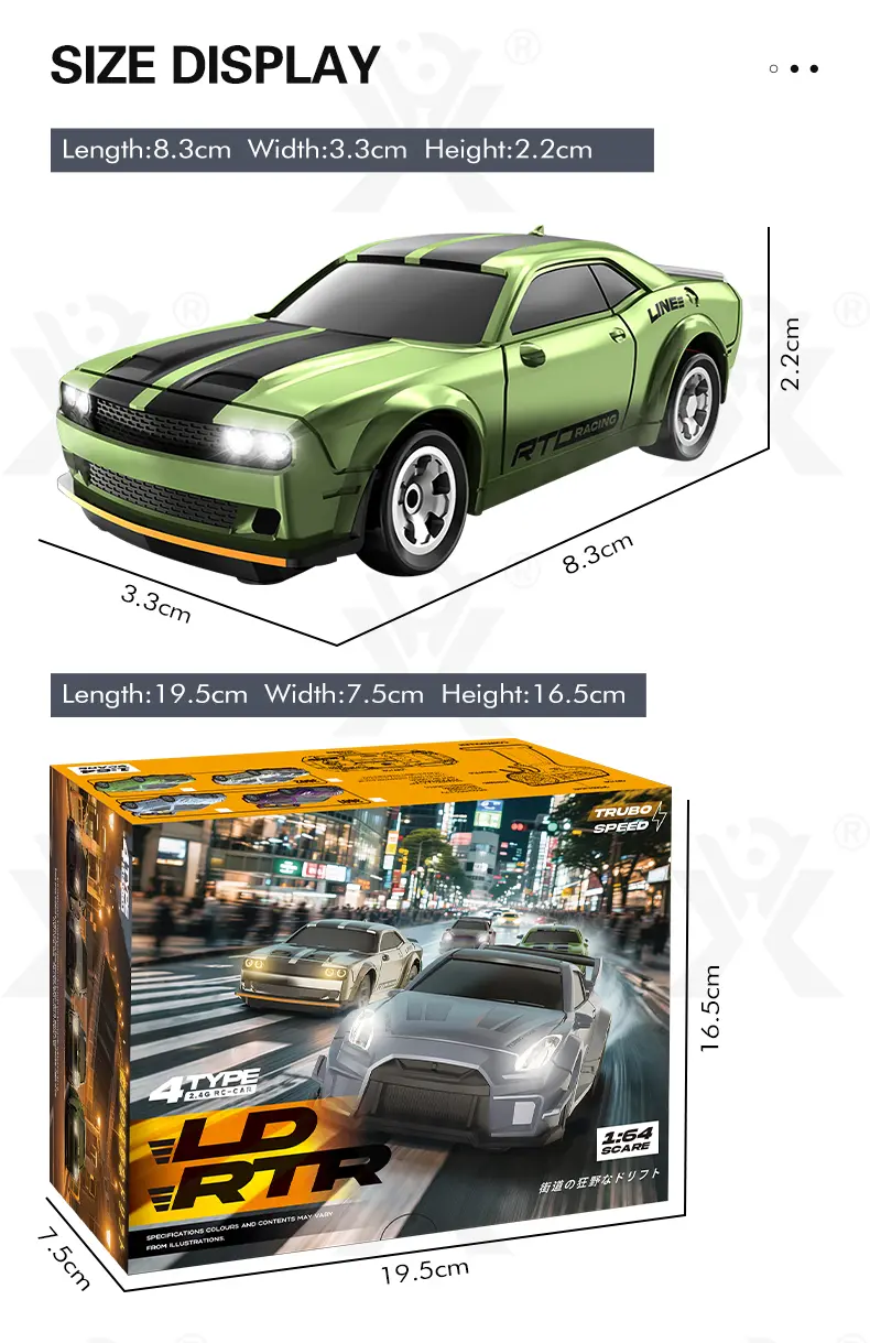 1:64 Scale Desktop Drift Car, Type-C Charging (TB-4974344) — illustrated product details, panel 13
