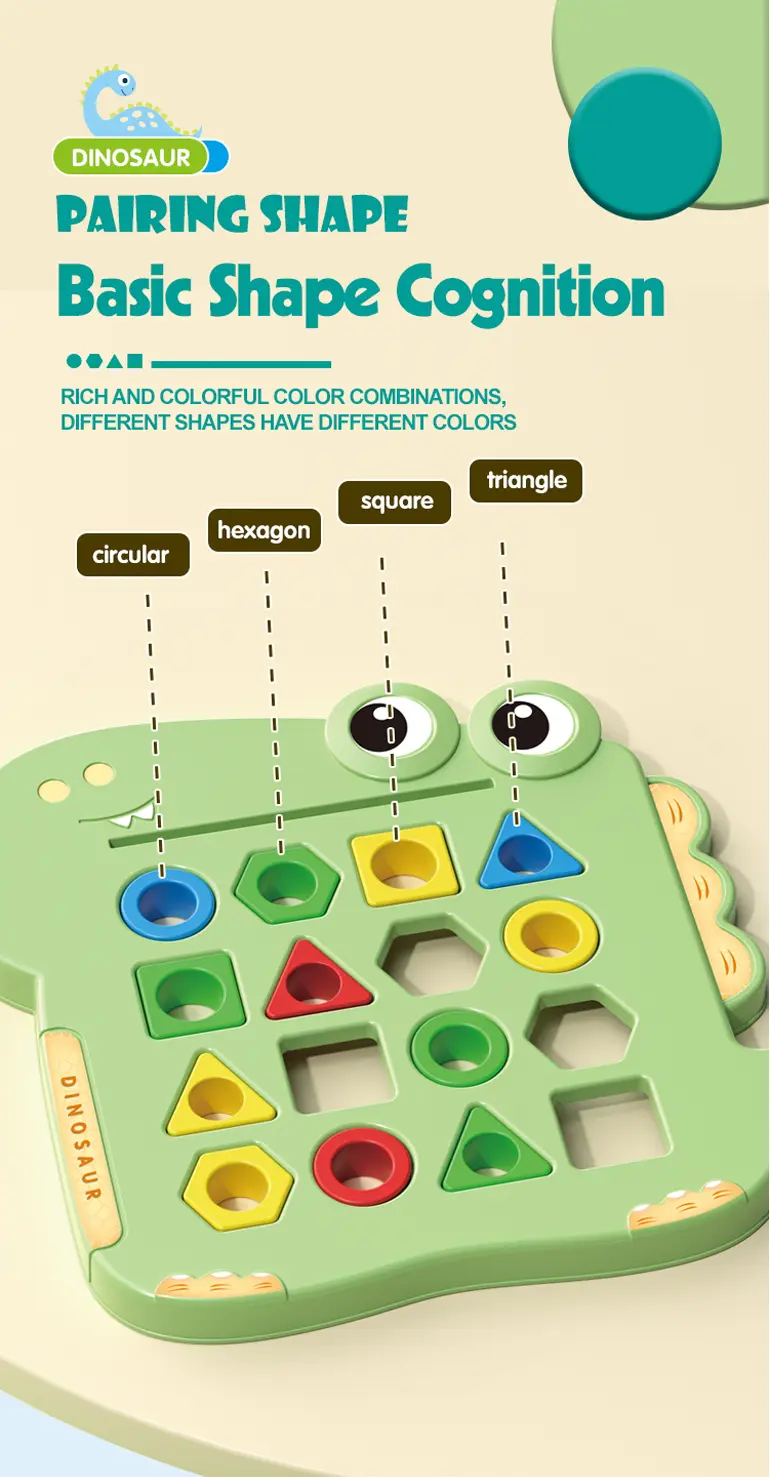 Shape Pairing Puzzle Toy, Dinosaur Outlook (TB-4232591) — illustrated product details, panel 2