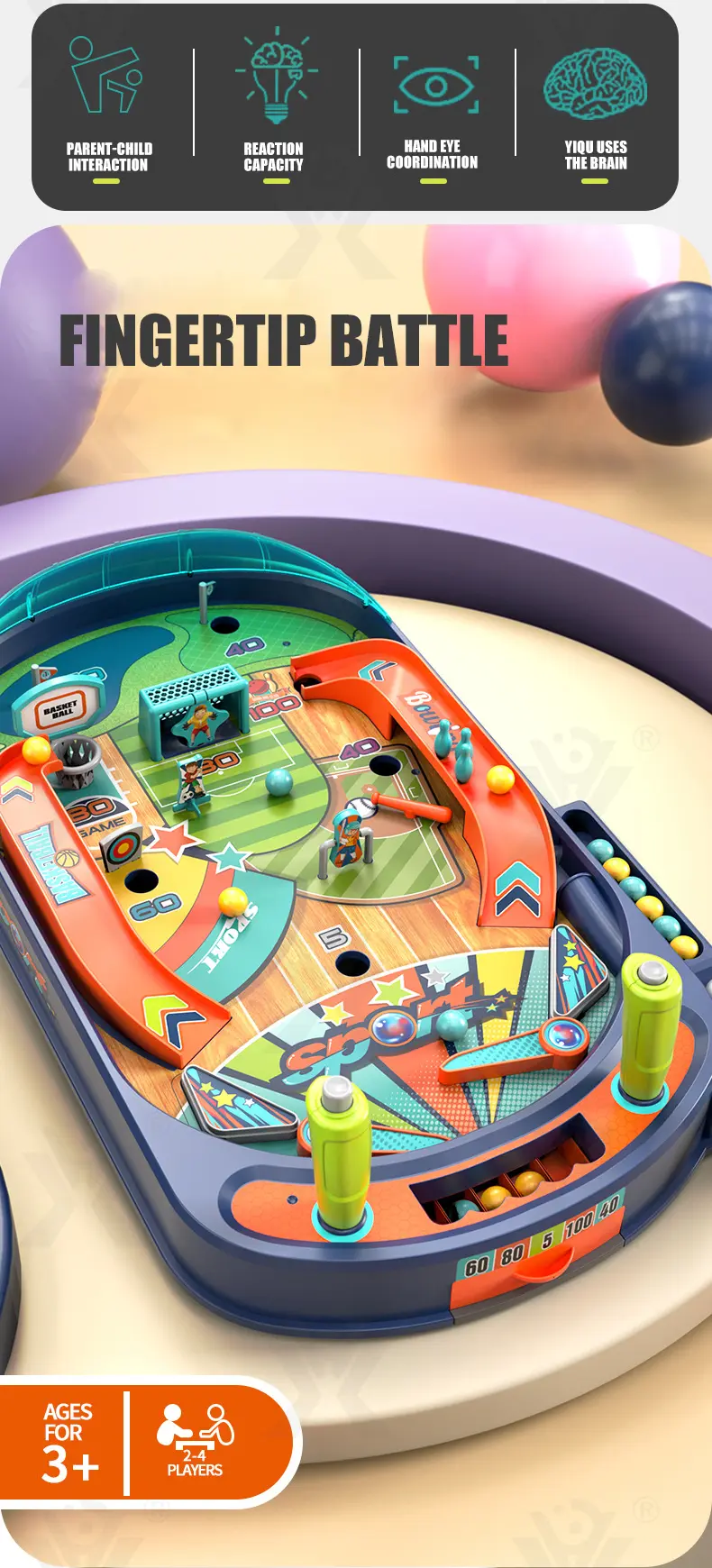 Kids Pinball Game Table Machine (TB-4313919) — illustrated product details, panel 2
