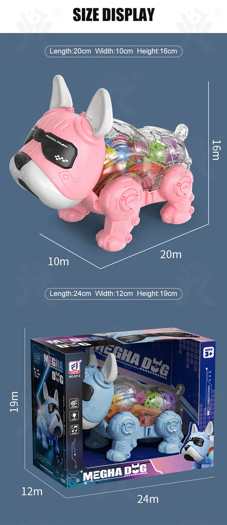 Walking Robot Dog Toy, Transparent Gear Rear (TB-4141679) — illustrated product details, panel 10