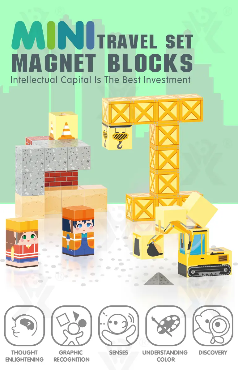 Travel Magnetic Blocks Toys, Portable Mini Size (TB-5060586) — illustrated product details, panel 1