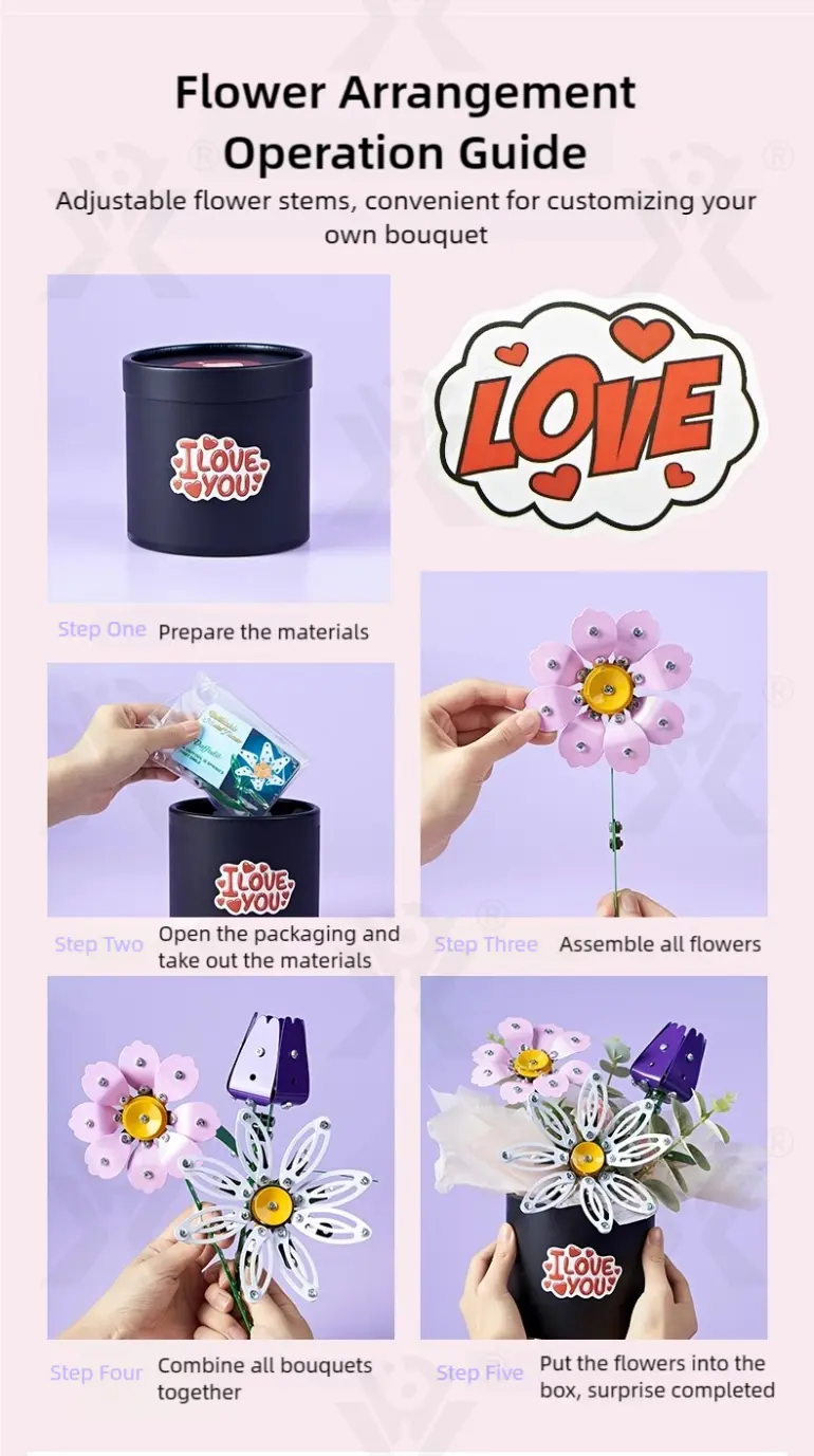 Metal Flower DIY Bouquet, External Flower (TB-5069421) — illustrated product details, panel 9