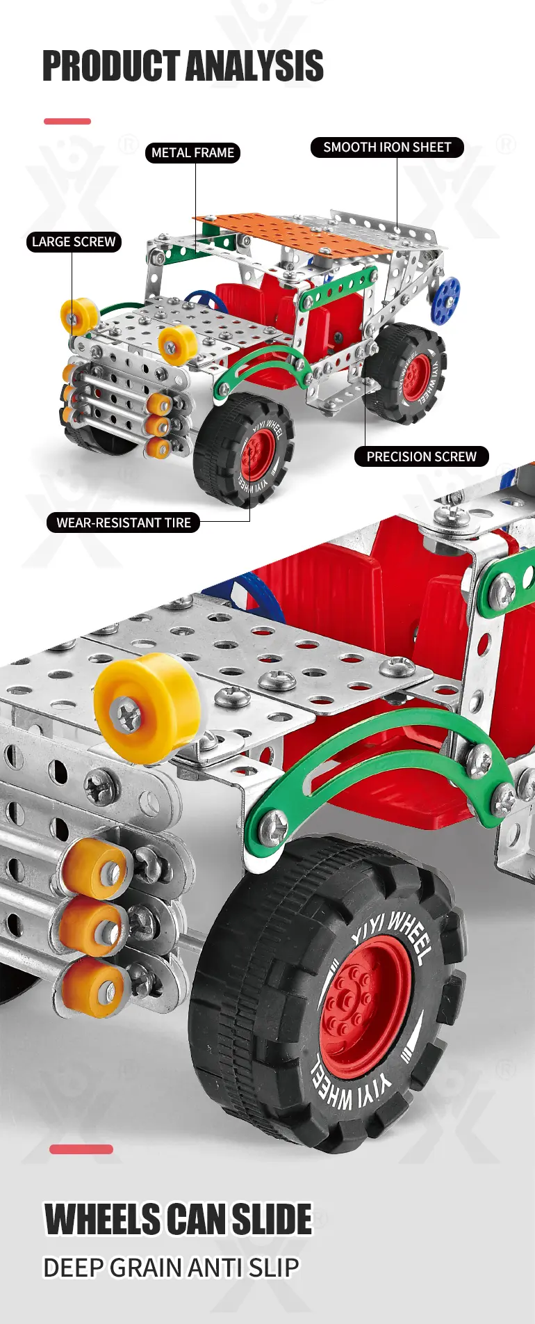 Metallic Assembly Racing Car, Metal Construction Toys Supply (TB-4356801) — illustrated product details, panel 3