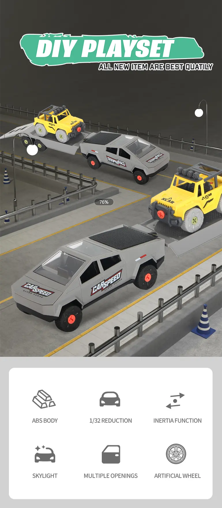 DlY Inertia Cyber Truck Toy (TB-4467886) — illustrated product details, panel 1