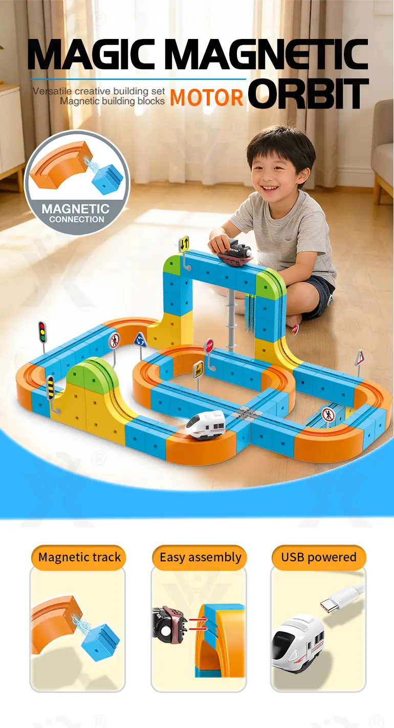 Magnetic Train Track Set, Electric Train Toy Set (TB-5165768) — illustrated product details, panel 1