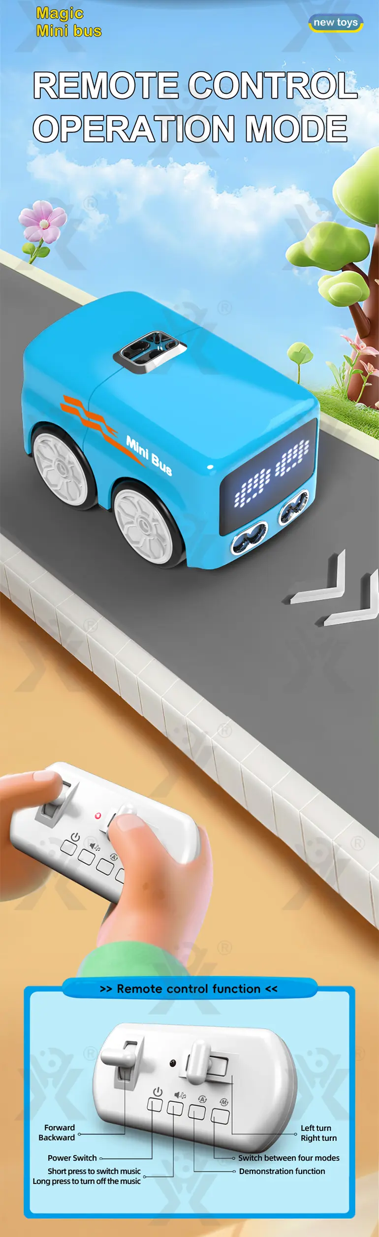 Magic RC Mini Bus, 4 Modes (TB-5010734) — illustrated product details, panel 3