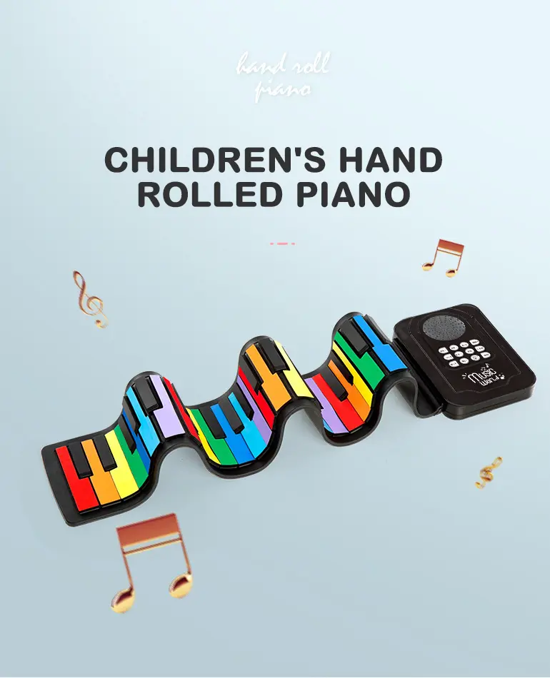 Digital Roll-Up Silicone Piano Keyboard (TB-4480810) — illustrated product details, panel 1