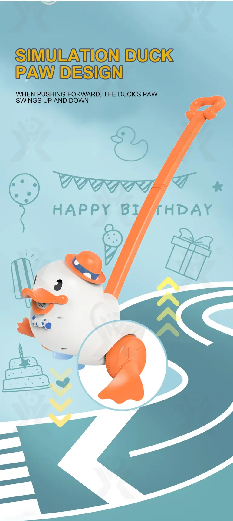 Swing Duck Bubble Toy (TB-4403481) — illustrated product details, panel 2