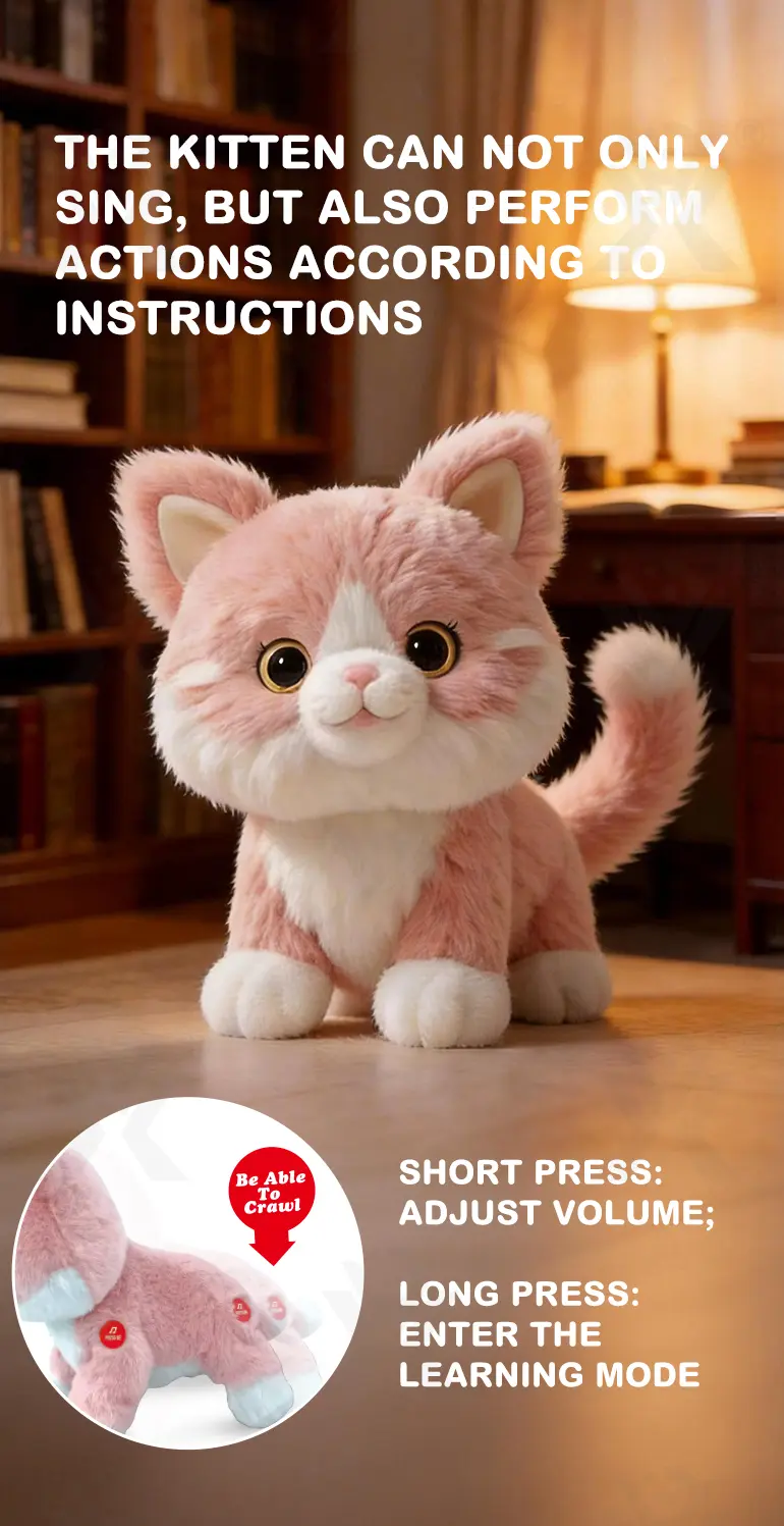 Interactive Plush Cat, Voice Commands Cute Cats (TB-5165069) — illustrated product details, panel 3