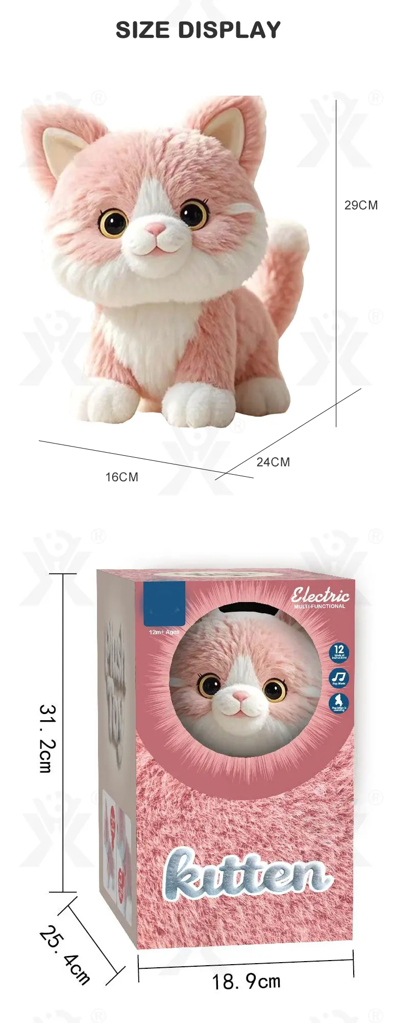 Interactive Plush Cat, Voice Commands Cute Cats (TB-5165069) — illustrated product details, panel 7