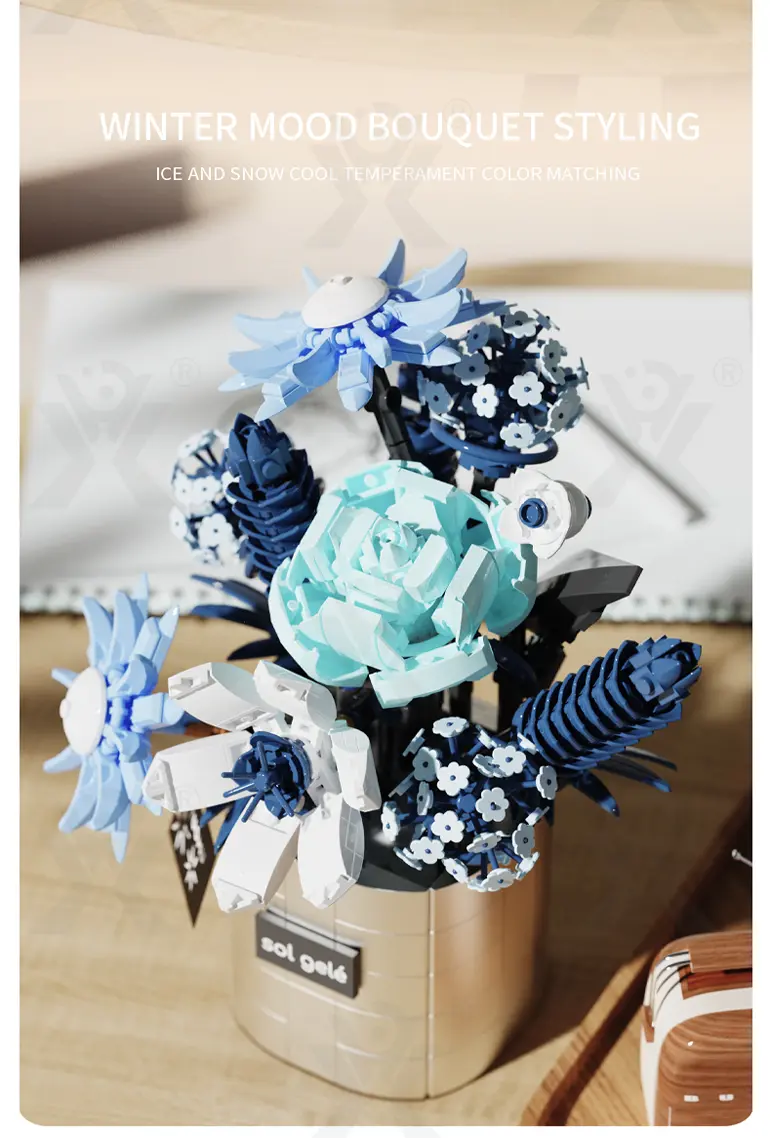 Flower Building Blocks Toy, Decor Use and Fun (TB-4307317) — illustrated product details, panel 11
