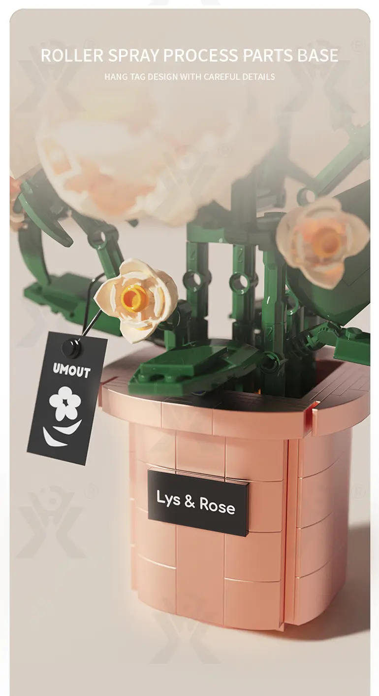 Flower Building Blocks Toy, Decor Use and Fun (TB-4307317) — illustrated product details, panel 12