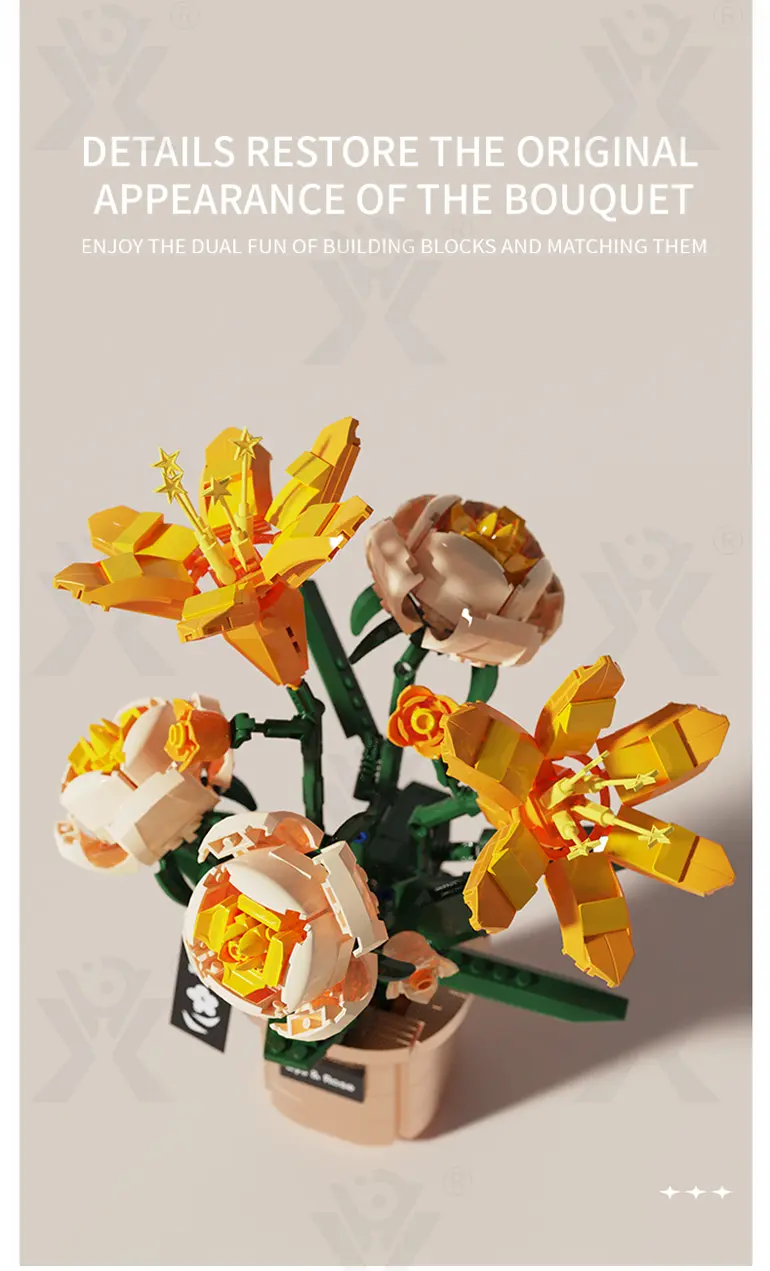Flower Building Blocks Toy, Decor Use and Fun (TB-4307317) — illustrated product details, panel 13