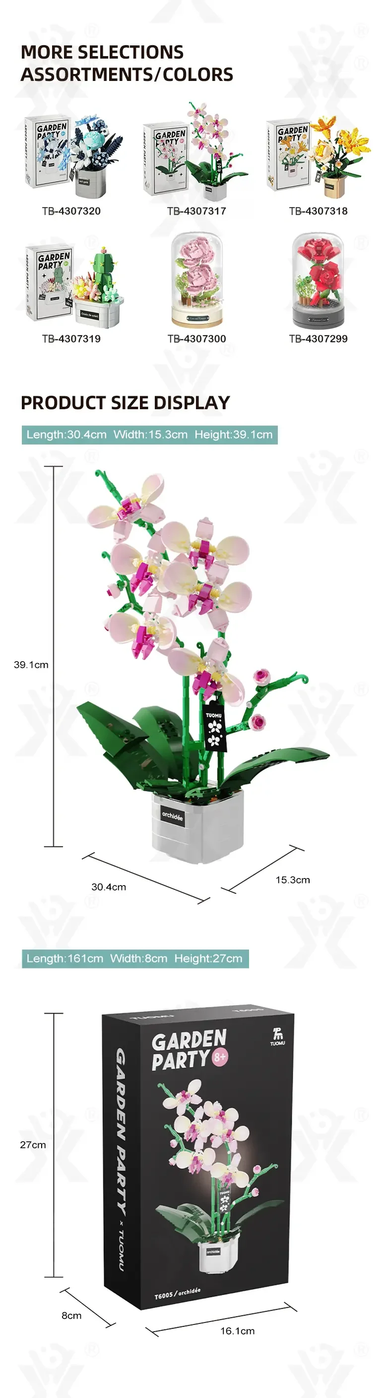 Flower Building Blocks Toy, Decor Use and Fun (TB-4307317) — illustrated product details, panel 14