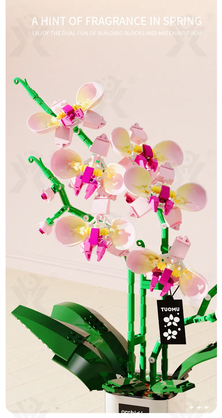 Flower Building Blocks Toy, Decor Use and Fun (TB-4307317) — illustrated product details, panel 5